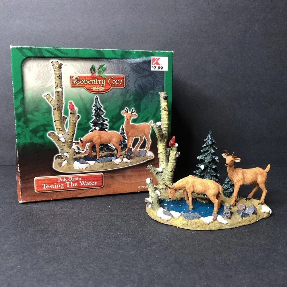 Vintage 2000 Lemax Coventry Cove Testing the Water Reindeer Figurine with Box